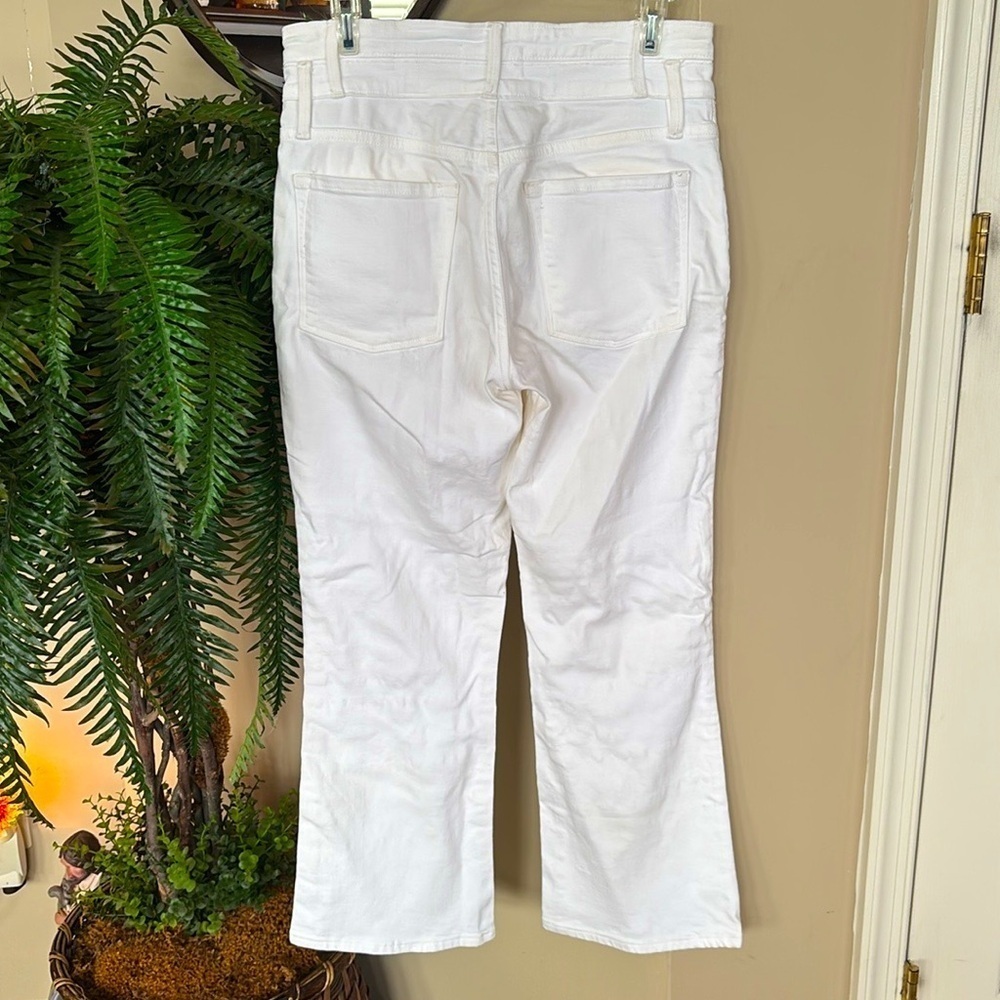 Frame Le Crop Mini Boot White Jeans Cotton Stretch Denim Casual Preppy - Picture 8 of 13